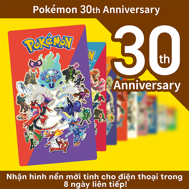 Pokémon 30th Anniversary Nhận hình nền mới tinh cho điện thoại trong 8 ngày liên tiếp!